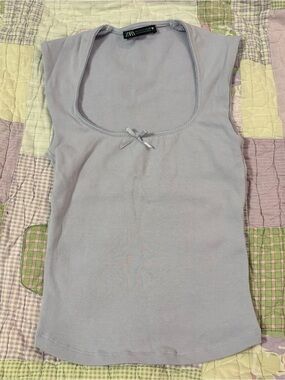 Zara Light Blue Bow Tank Top